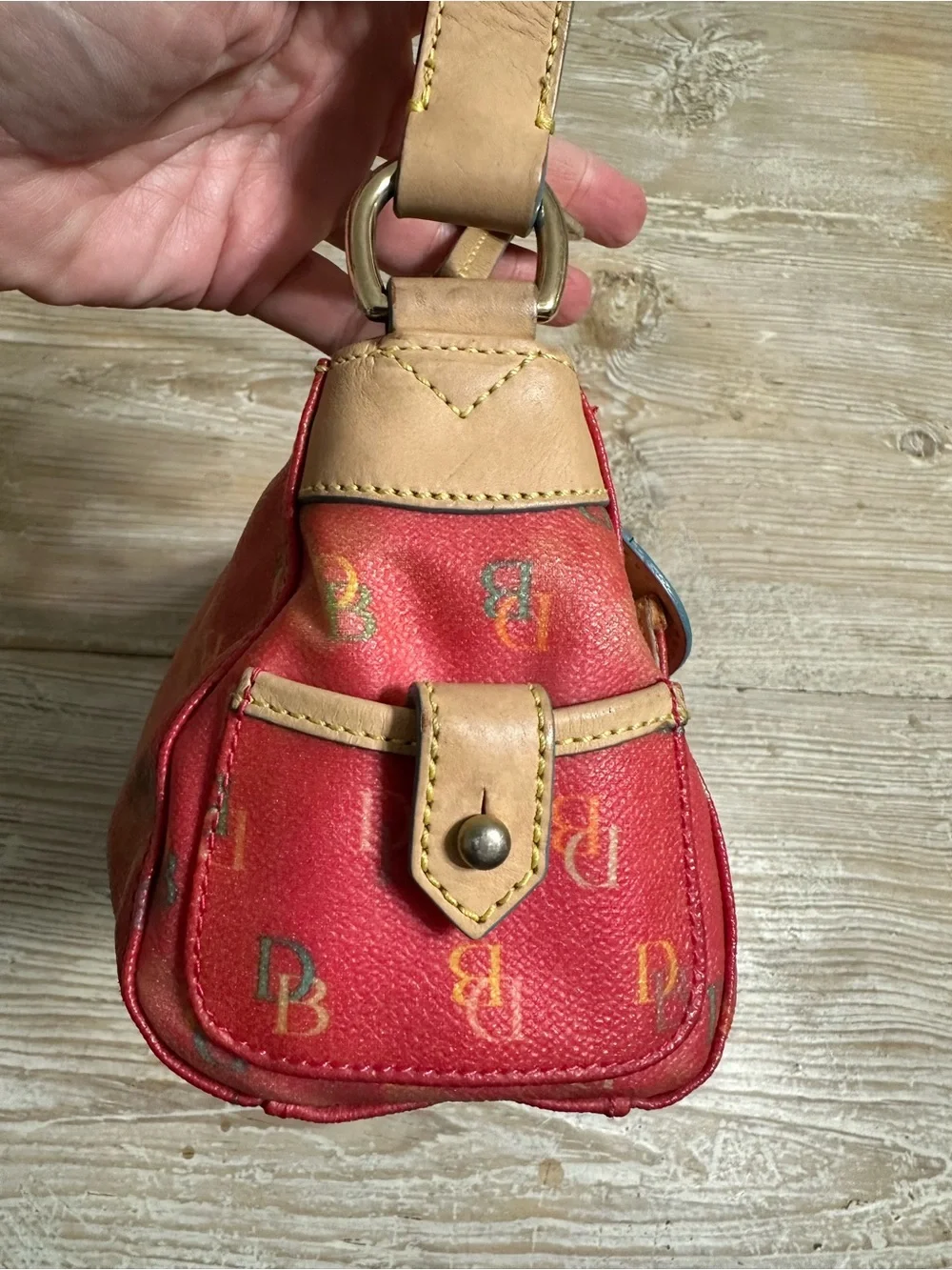 Vintage Dooney and Bourke Y2K Pink Rainbow Monogram Purse Coated Canvas - Picture 3 of 15